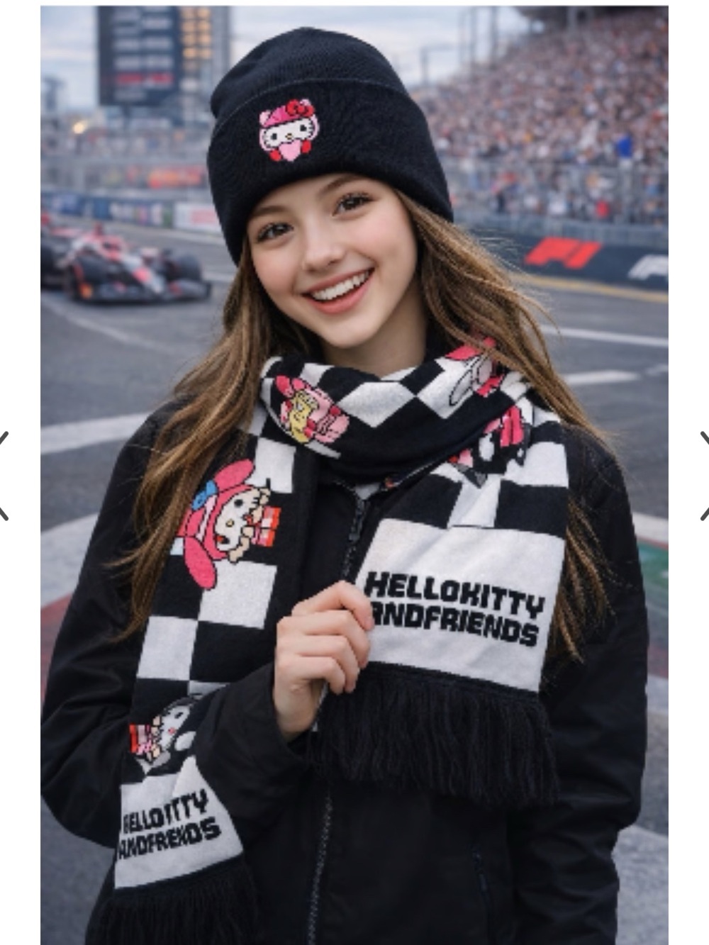 F1 Academy Hello Kitty Vegas Grand Prix Exclusive Checkered Scarf